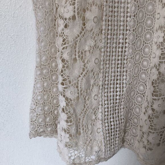 Lucky Brand size S Ivory Coquette Fairy Cotton Cottage Core Crocheted Tank Top - Picture 5 of 10